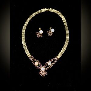 Vintage *not appraised* Trifari Coronet Faux Amethyst & Opal set Gold fill 1940s
